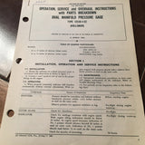 1957 Kollsman Dual Manifold PSI Gauge 1253B-4-02 Ops, Service Overhaul & Parts Booklet.
