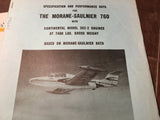 Original Beechcraft 760 Morane-Saulnier Jet Brochure, 12 page, 8.5 x 11"