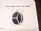 1945 Amal Fuel Pump 136/AD/2 on Cirrus Major 150 with 88/1400 Flame Trap Parts & Service Booklet.