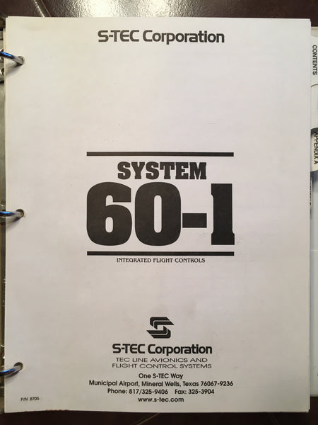 S-tec System 60-1 Autopilot Service Manual. – G's Plane Stuff
