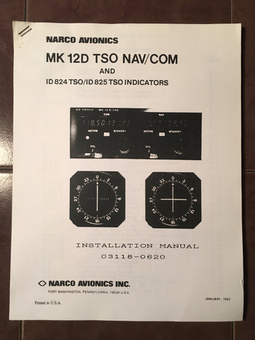 Narco Mk-12D & ID-824, ID-825 Install Manual.