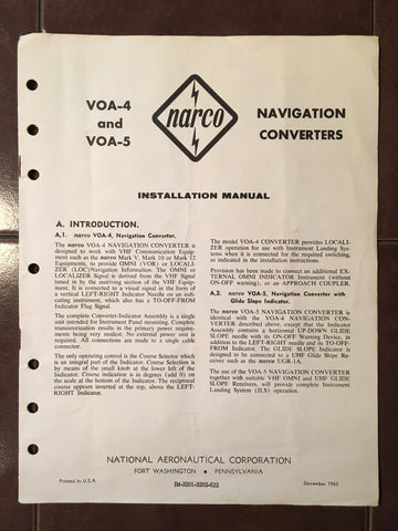 Narco VOA-4 and VOA-5 Nav Indicator Install Manual.