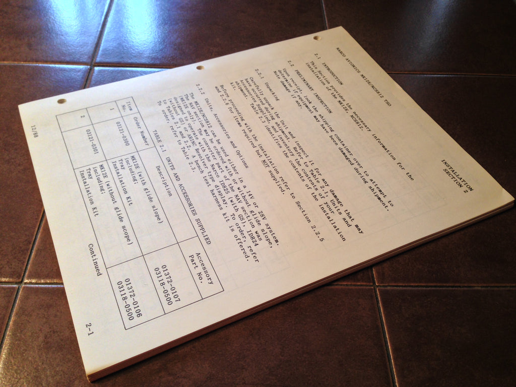 Narco MK-12E and NCS 812 Install Manual.