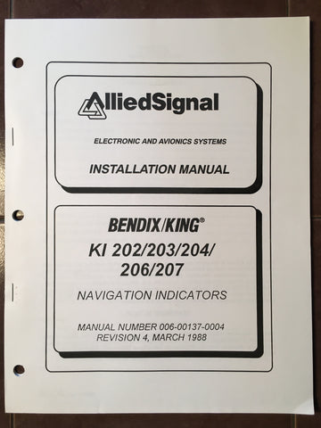 Bendix/King KI-202, KI-203, KI-204, KI-206, & KI-207 Install Manual.