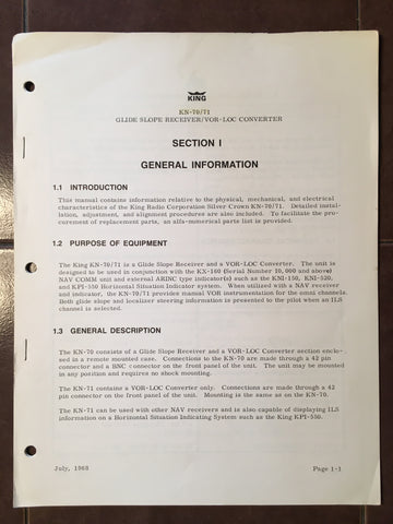 King KN-70 and KN-71 Install Manual.