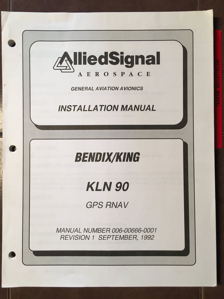 King KLN-90 GPS Rnav Install Manual.