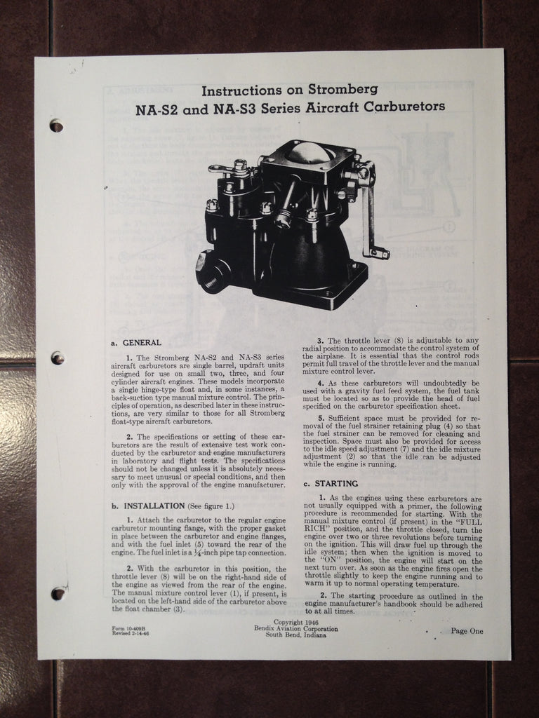 Stromberg Carburetors NA-S2 and NA-S3 Service Instructions.