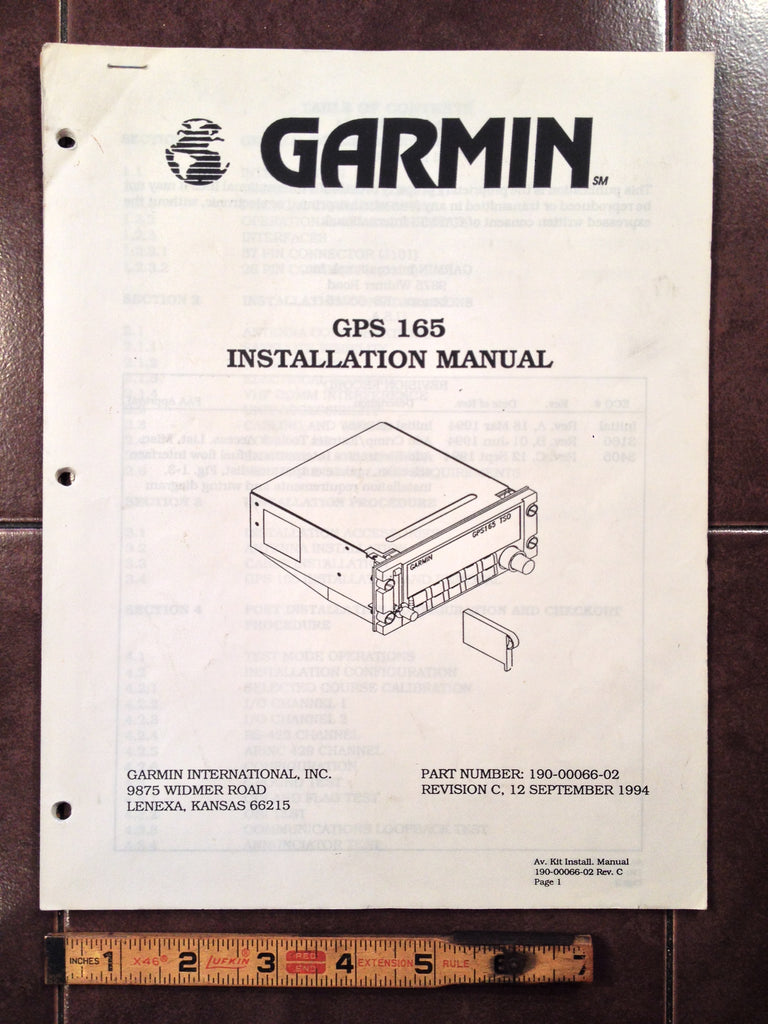 Garmin GPS 165 install manual.