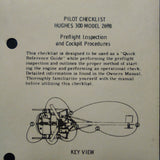 Hughes 300 Model 269B QRH Quick Reference Guide Pilot Checklist. Circa 1980s.