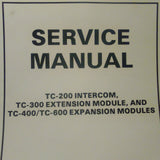 Telex TC-200 Intercom Service Parts Manual.  Circa 1985.