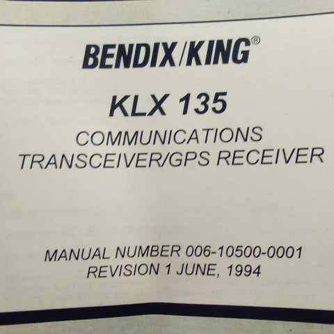 Bendix King KLX 135 Comm-GPS Install Manual.