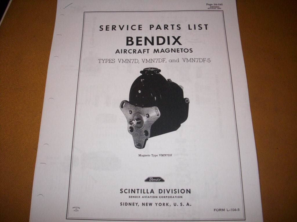 Bendix-Scintilla Magnetos VMN7D, VMN7DF & VMN7DF-5 Parts Booklet